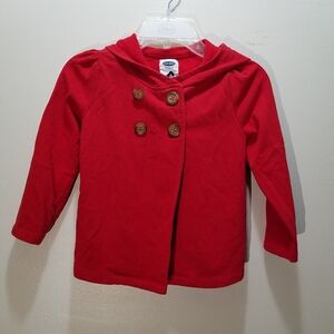 Old Navy Girls Red Kids Pea Coat 5T Toddler Double-Breasted
